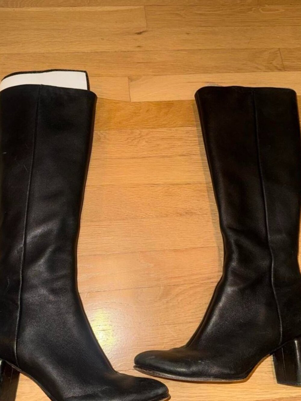 Vince black leather thigh high boots